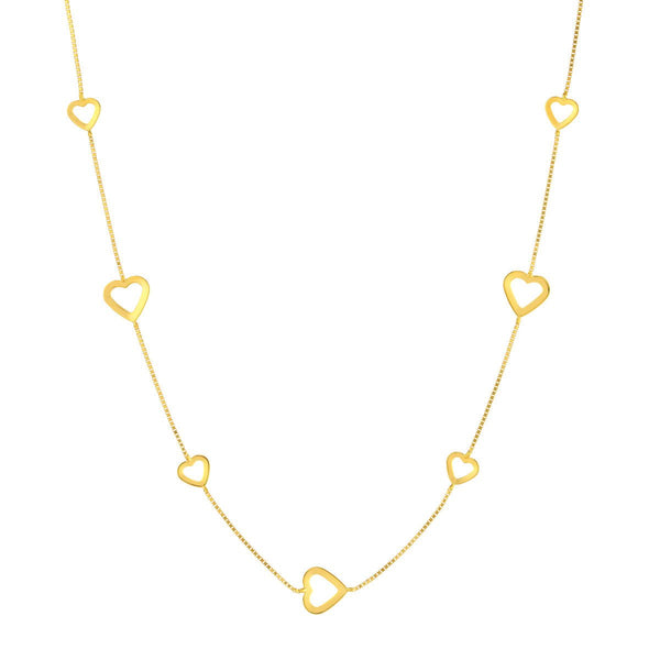 Birmingham Jewelry - 14K Yellow Gold Open Heart on Box Chain Adj. Necklace - Birmingham Jewelry