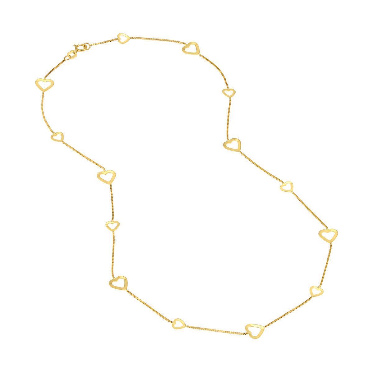 Birmingham Jewelry - 14K Yellow Gold Open Heart on Box Chain Adj. Necklace - Birmingham Jewelry