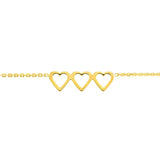 Birmingham Jewelry - 14K Yellow Gold Open Heart Trio Adjustable Anklet - Birmingham Jewelry