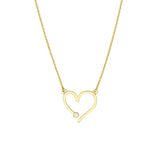 Birmingham Jewelry - 14K Yellow Gold Open Heart with Diamond Adjustable Necklace - Birmingham Jewelry