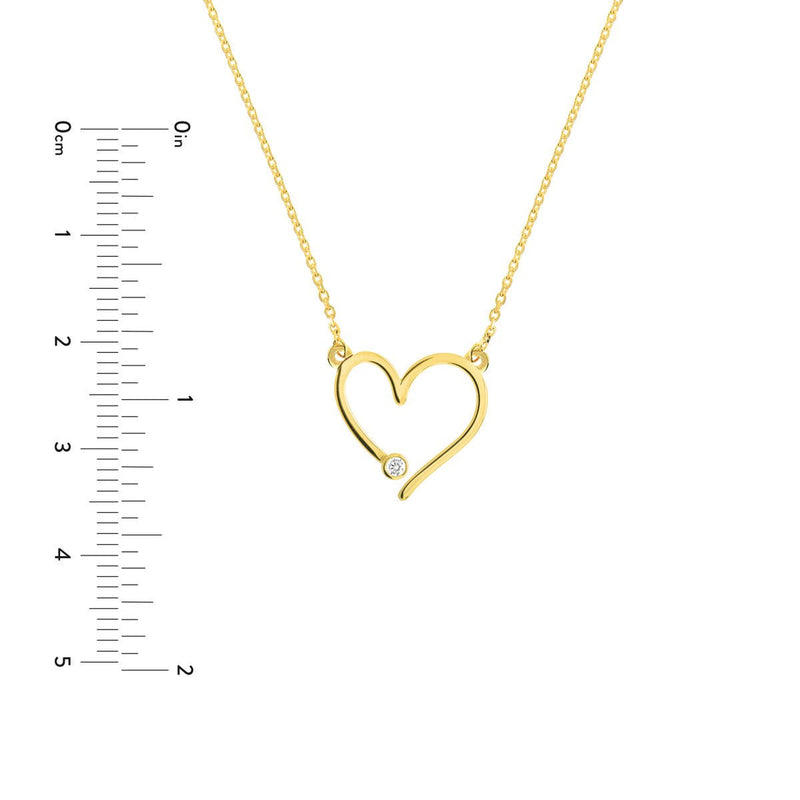 Birmingham Jewelry - 14K Yellow Gold Open Heart with Diamond Adjustable Necklace - Birmingham Jewelry