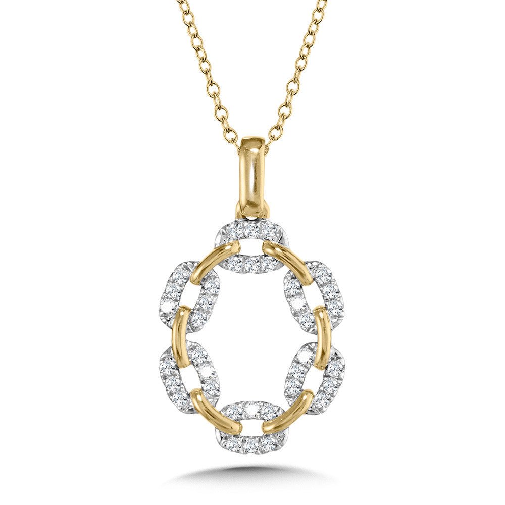 14K YELLOW GOLD OVAL-SHAPED LINK-N-LOVE DIAMOND PAPERCLIP PENDANT Birmingham Jewelry Pendant Birmingham Jewelry 