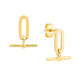 Birmingham Jewelry - 14K Yellow Gold Paper Clip and Bar Fashion Earrings - Birmingham Jewelry