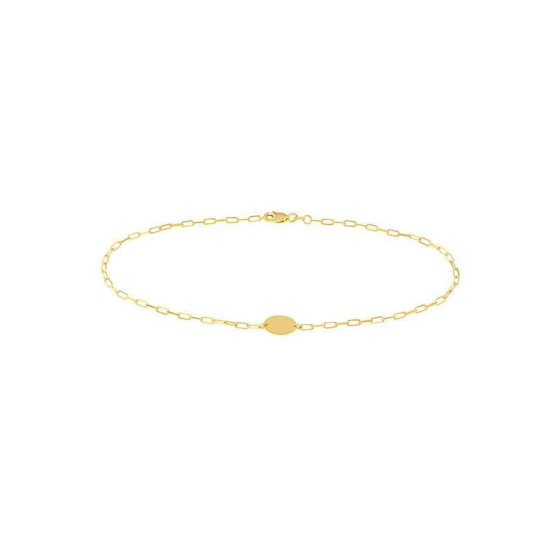 Birmingham Jewelry - 14K Yellow Gold Paper Clip Anklet with Plate Anklet - Birmingham Jewelry