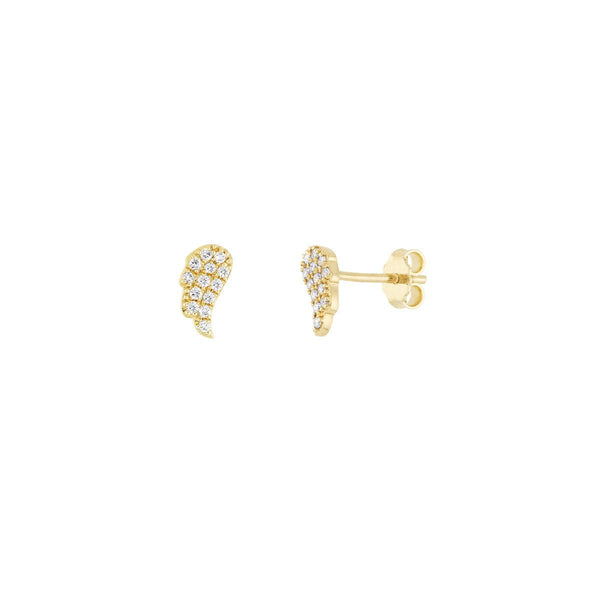 Birmingham Jewelry - 14K Yellow Gold Pave Diamond Angel Wings Stud Earrings - Birmingham Jewelry
