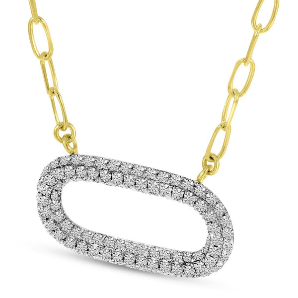 14K Yellow Gold Pave Diamond Paperclip Necklace Birmingham Jewelry Necklace Birmingham Jewelry 