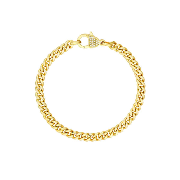 Birmingham Jewelry - 14K Yellow Gold Pave Diamond Pear Lock Curb Chain Bracelet - Birmingham Jewelry