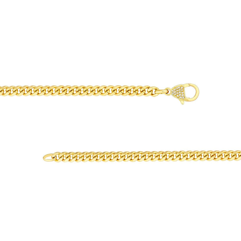 Birmingham Jewelry - 14K Yellow Gold Pave Diamond Pear Lock Curb Chain Bracelet - Birmingham Jewelry