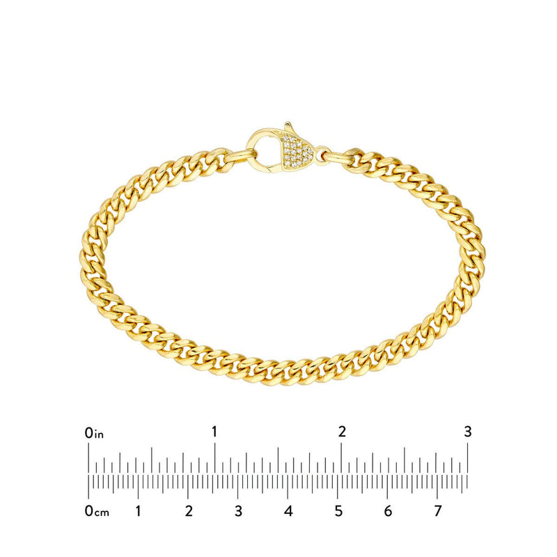 Birmingham Jewelry - 14K Yellow Gold Pave Diamond Pear Lock Curb Chain Bracelet - Birmingham Jewelry