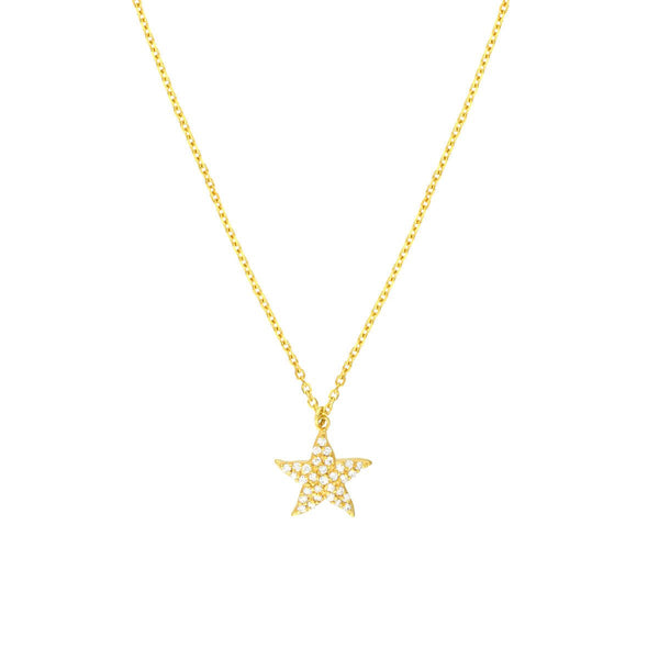 Birmingham Jewelry - 14K Yellow Gold Pave Diamond Starfish Necklace - Birmingham Jewelry