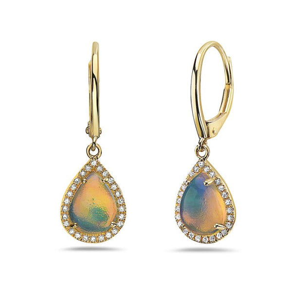 Birmingham Jewelry - 14K Yellow Gold Pear Shape Opal And Diamond Earring - Birmingham Jewelry
