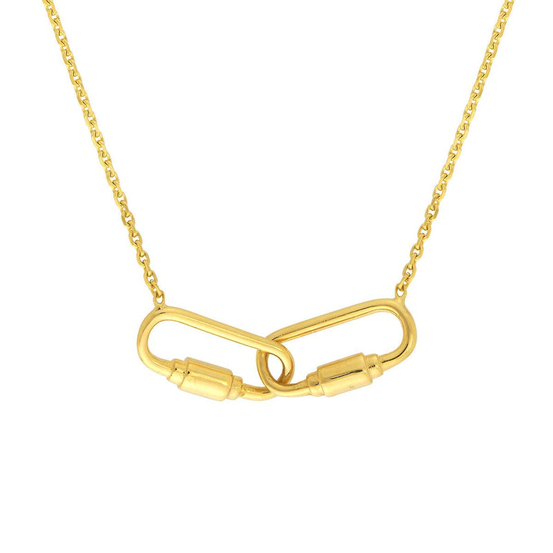 Birmingham Jewelry - 14K Yellow Gold Pettie Carabiner Links Adjustable Necklace - Birmingham Jewelry