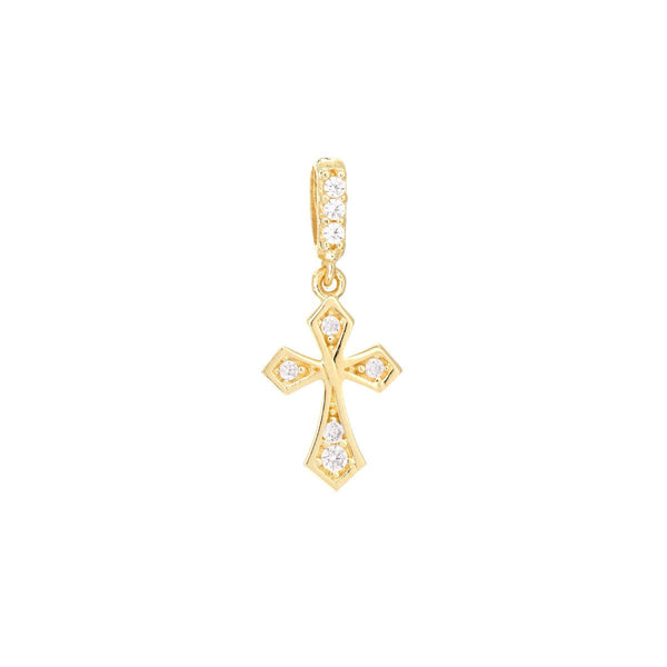 Birmingham Jewelry - 14K Yellow Gold Pointed Edge Mini CZ Cross Pendant - Birmingham Jewelry