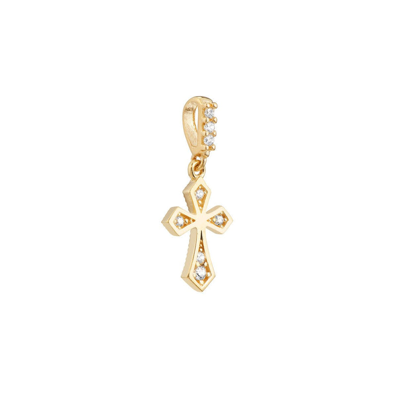 Birmingham Jewelry - 14K Yellow Gold Pointed Edge Mini CZ Cross Pendant - Birmingham Jewelry