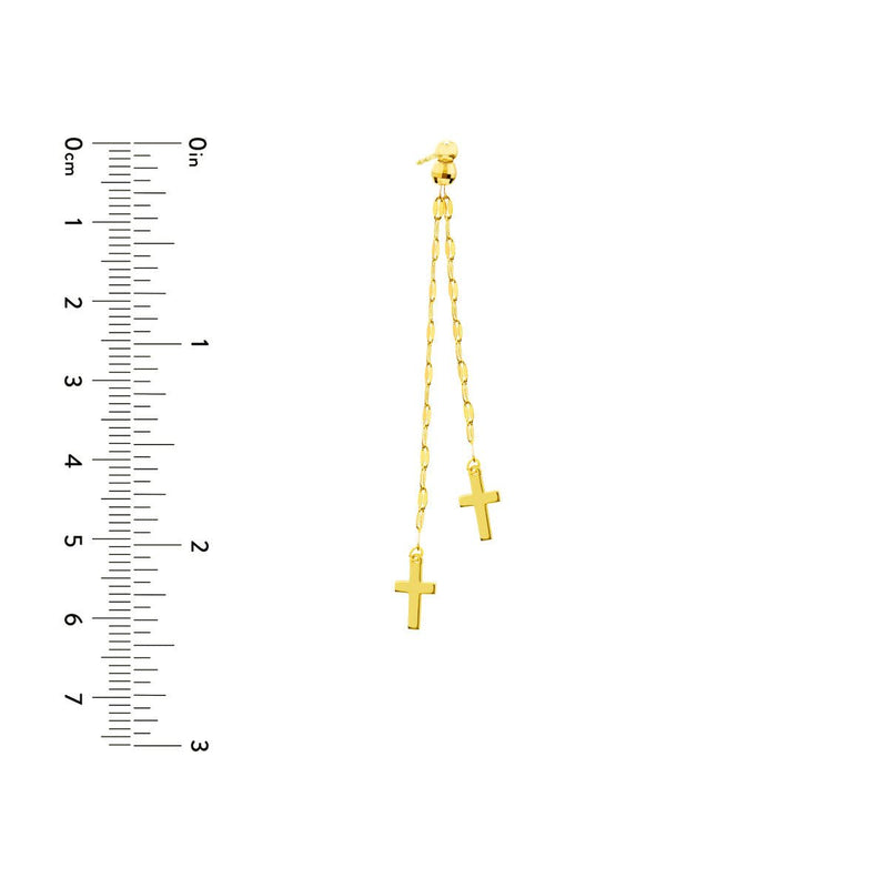 Birmingham Jewelry - 14K Yellow Gold Polished Double Strand Dangle Cross Earrings - Birmingham Jewelry