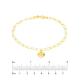 Birmingham Jewelry - 14K Yellow Gold Puff Heart Paper Clip Bracelet - Birmingham Jewelry