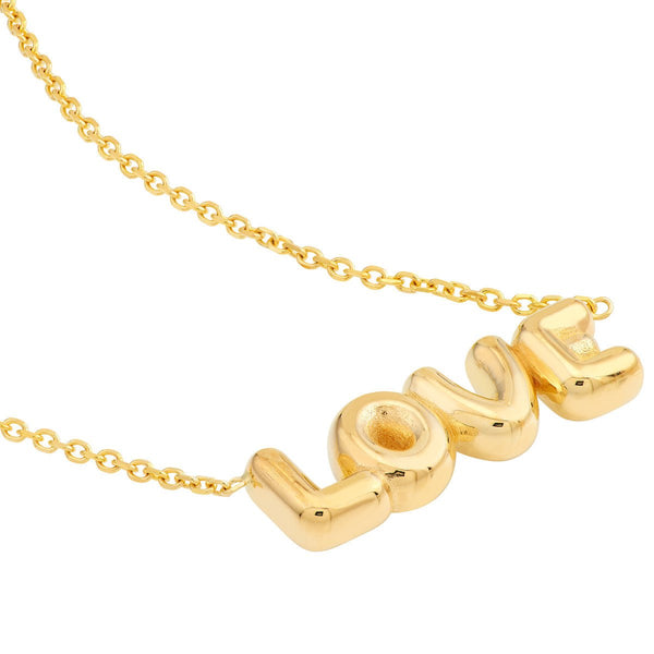 Birmingham Jewelry - 14K Yellow Gold Puff Love Adjustable Necklace w/Pear Shape Lock - Birmingham Jewelry