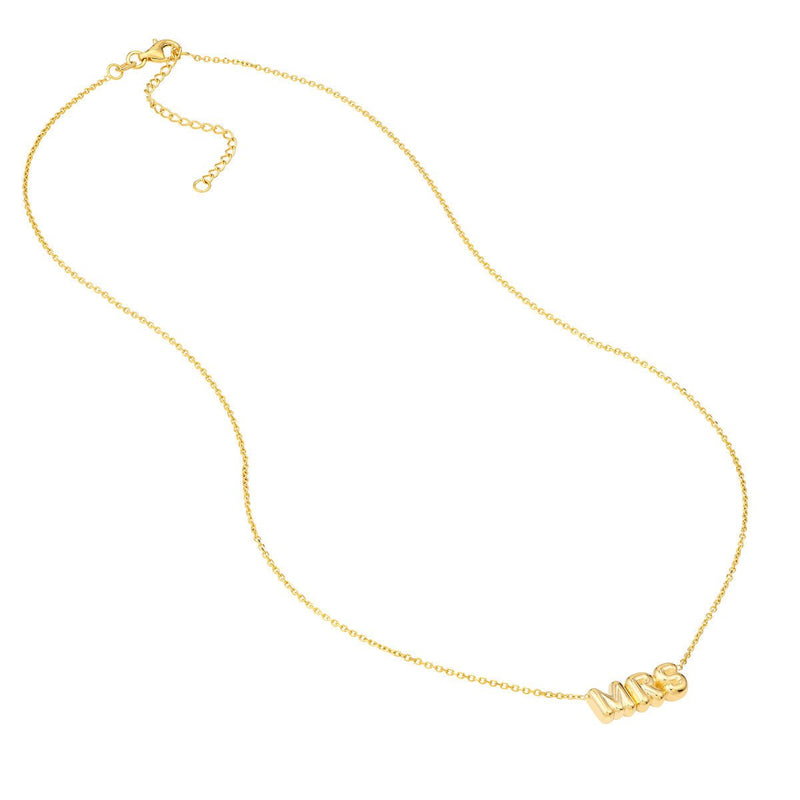 Birmingham Jewelry - 14K Yellow Gold Puff Mrs Adjustable Necklace with Pear Shape Lock - Birmingham Jewelry
