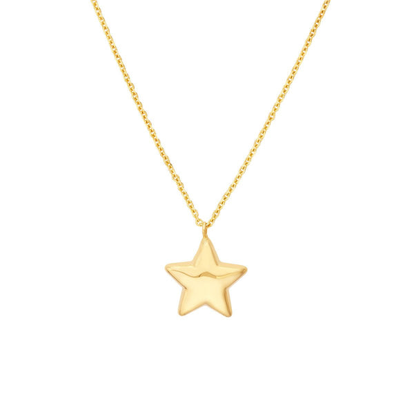 Birmingham Jewelry - 14K Yellow Gold Puff Star Necklace with Lobster - Birmingham Jewelry