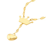 Birmingham Jewelry - 14K Yellow Gold Puffed Crown & Heart Drop Baby Necklace - Birmingham Jewelry