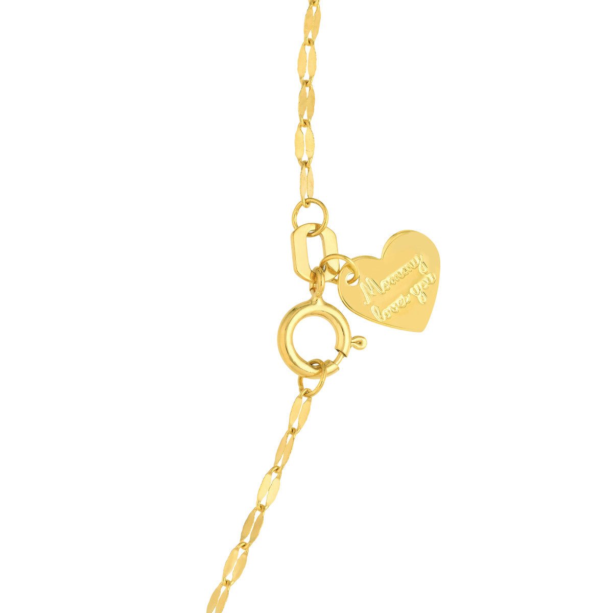 Birmingham Jewelry - 14K Yellow Gold Puffed Crown & Heart Drop Baby Necklace - Birmingham Jewelry