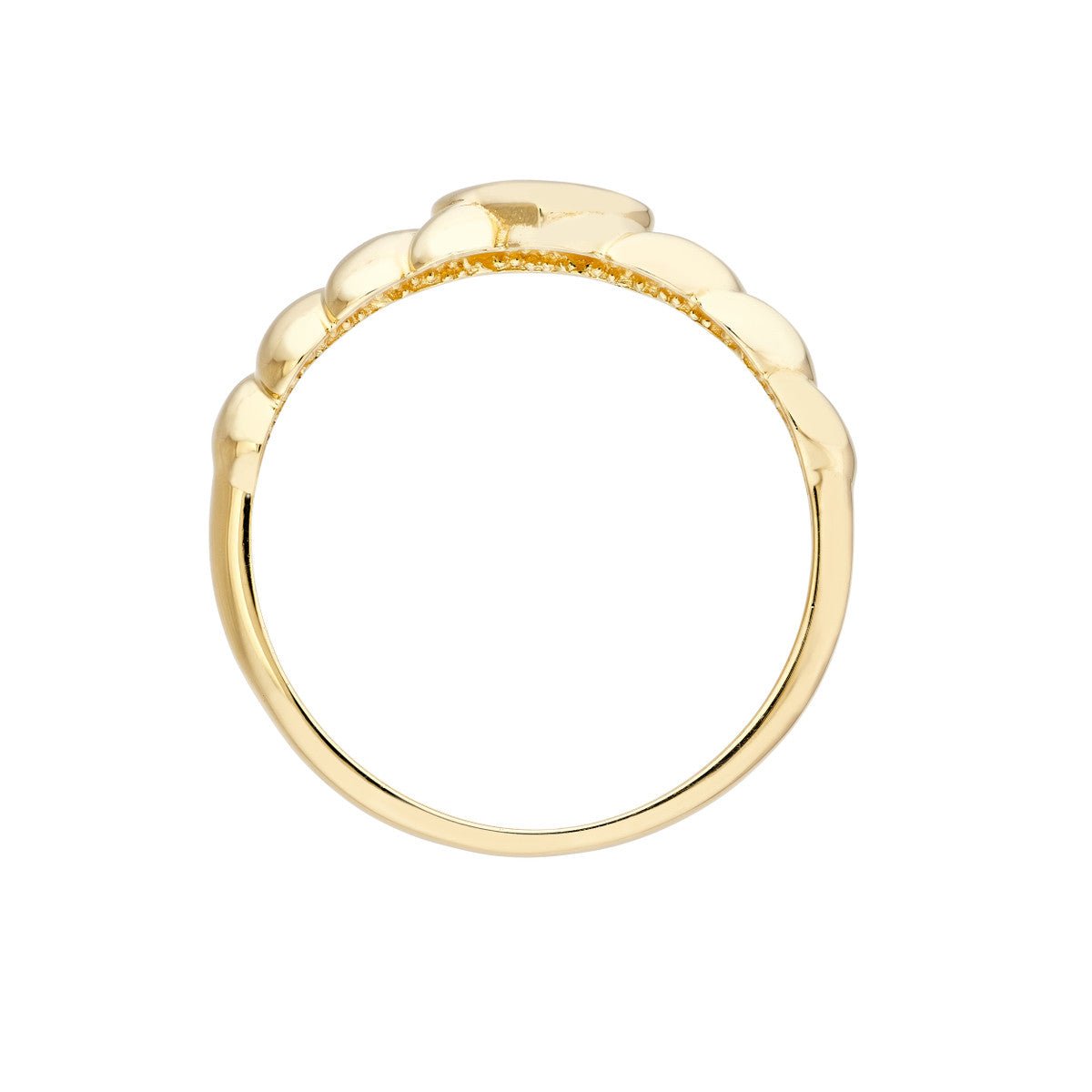 Birmingham Jewelry - 14K Yellow Gold Puffed Heart Ribbed Sides Ring - Birmingham Jewelry