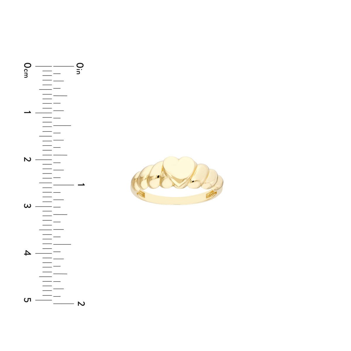 Birmingham Jewelry - 14K Yellow Gold Puffed Heart Ribbed Sides Ring - Birmingham Jewelry