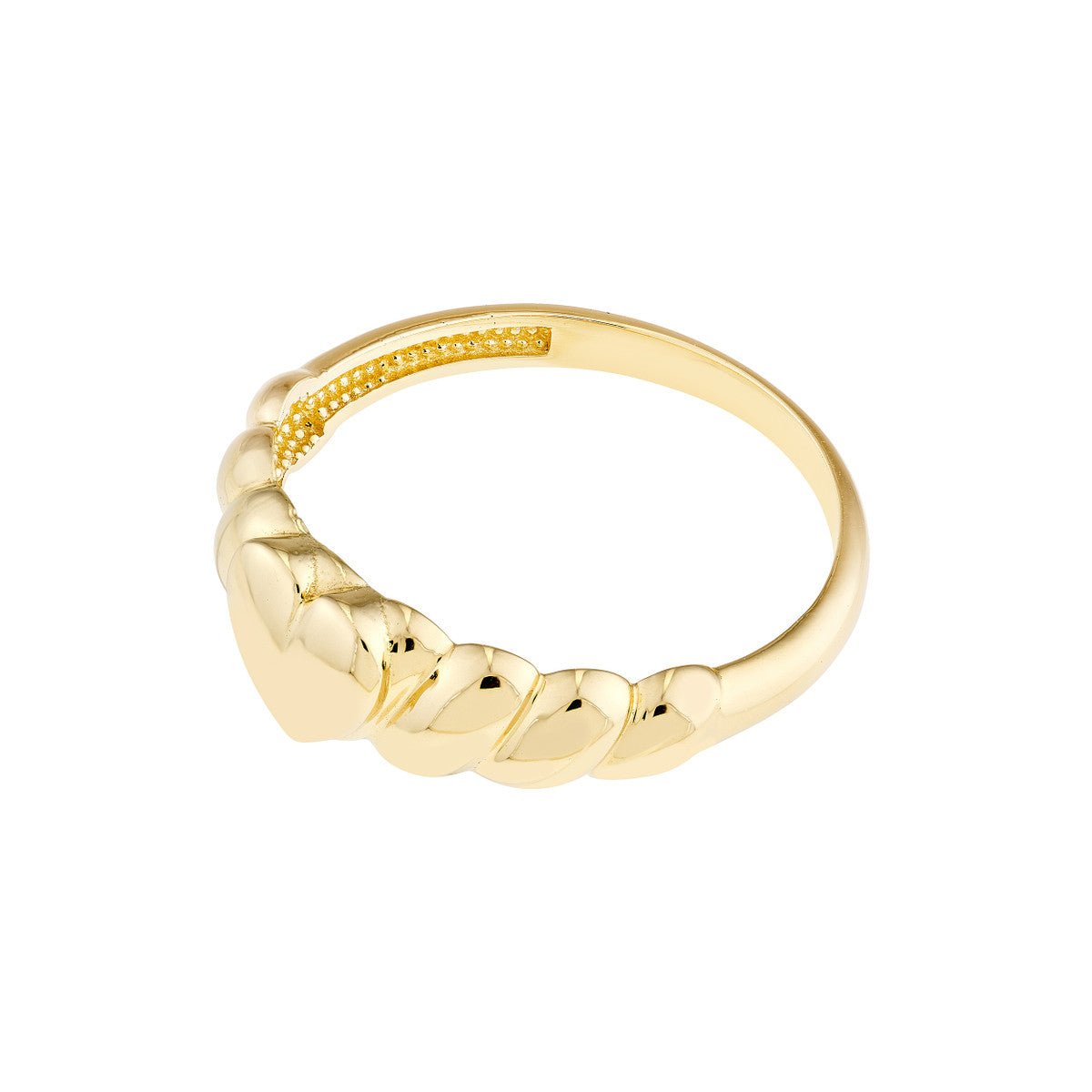 Birmingham Jewelry - 14K Yellow Gold Puffed Heart Ribbed Sides Ring - Birmingham Jewelry