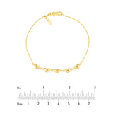 Birmingham Jewelry - 14K Yellow Gold Puffed Heart Station Adjustable Bracelet - Birmingham Jewelry