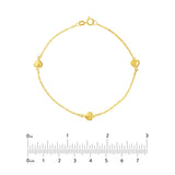 Birmingham Jewelry - 14K Yellow Gold Puffy Heart Station Trio Bracelet - Birmingham Jewelry