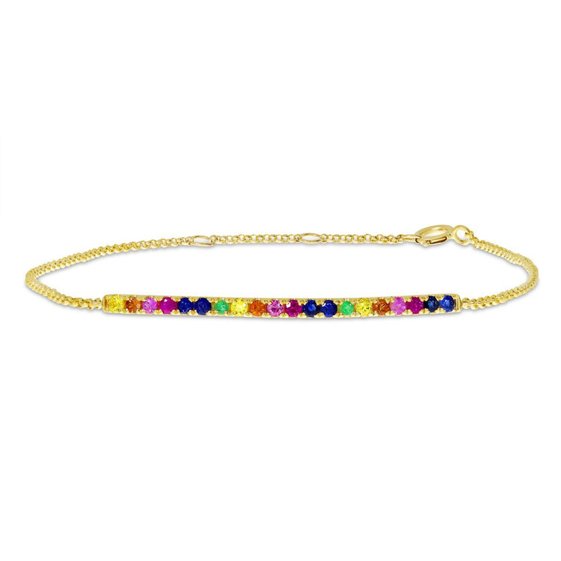 14K Yellow Gold Rainbow Sapphire Chain Bracelet Birmingham Jewelry Bracelet Birmingham Jewelry 