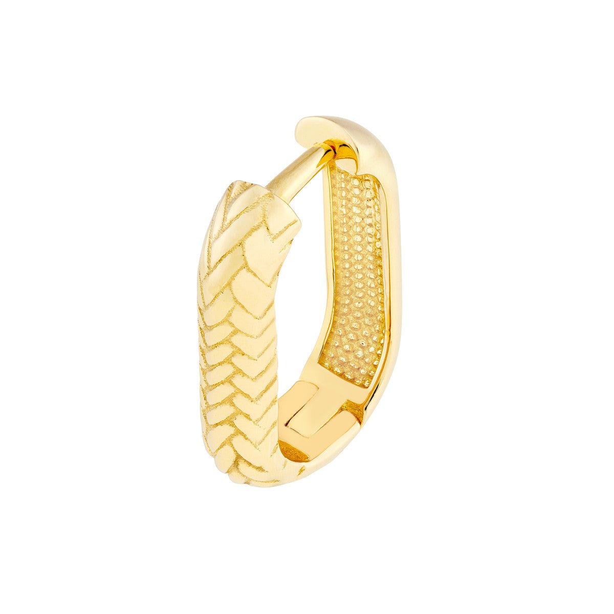 Birmingham Jewelry - 14K Yellow Gold Rectangular D/C Pattern Hoops - Birmingham Jewelry