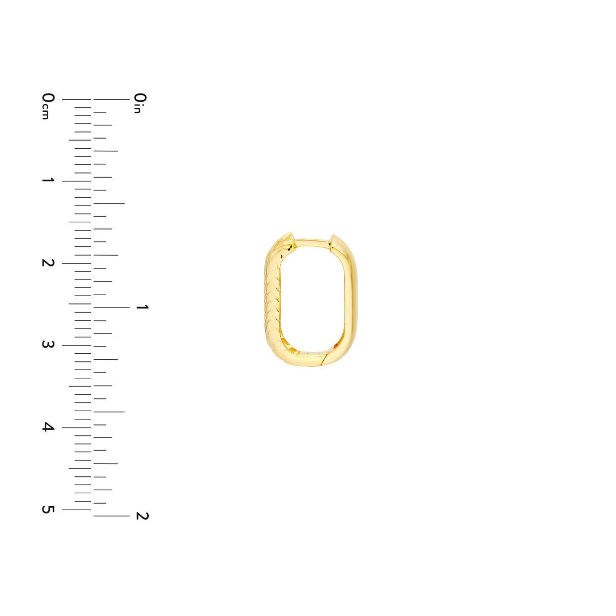 Birmingham Jewelry - 14K Yellow Gold Rectangular D/C Pattern Hoops - Birmingham Jewelry