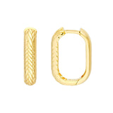 Birmingham Jewelry - 14K Yellow Gold Rectangular D/C Pattern Hoops - Birmingham Jewelry