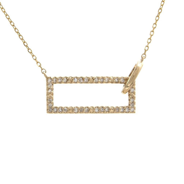 14K Yellow Gold Rectangular Single Micro Pave Diamond Birmingham Jewelry Necklace Birmingham Jewelry 