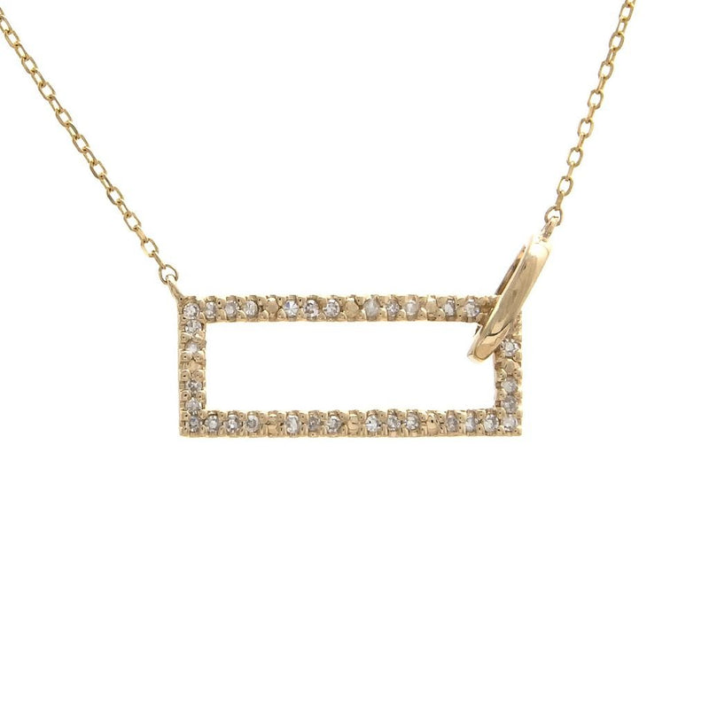 14K Yellow Gold Rectangular Single Micro Pave Diamond Birmingham Jewelry Necklace Birmingham Jewelry 