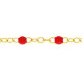 Birmingham Jewelry - 14K Yellow Gold Red Enamel Bead Piatto Chain Anklet - Birmingham Jewelry