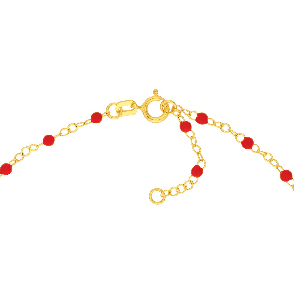 14K Yellow Gold Red Enamel Bead Piatto Chain Anklet Birmingham Jewelry Anklet Birmingham Jewelry 