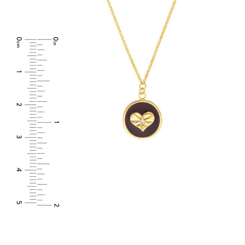 Birmingham Jewelry - 14K Yellow Gold Red Enamel Heart Medallion Necklace - Birmingham Jewelry