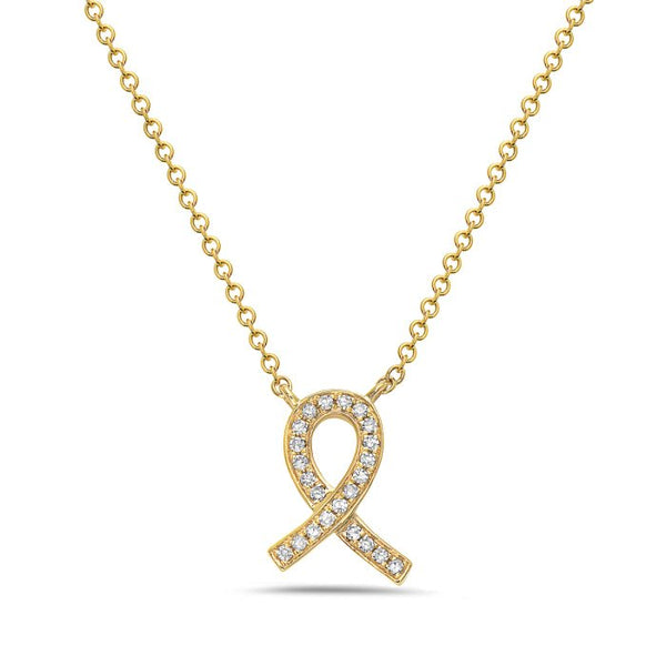 14K Yellow Gold Ribbon Diamond Necklace Birmingham Jewelry Necklace Birmingham Jewelry 