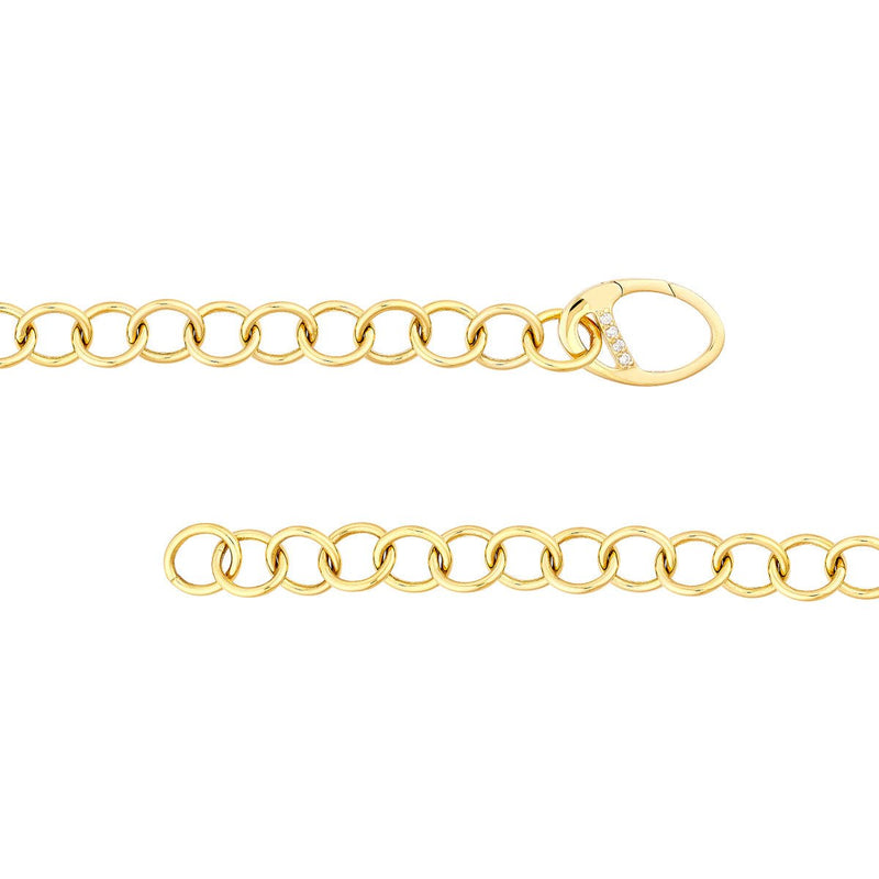 Birmingham Jewelry - 14K Yellow Gold Round Link Bracelet with Diamond Push Lock - Birmingham Jewelry