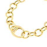 Birmingham Jewelry - 14K Yellow Gold Round Link Bracelet with Diamond Push Lock - Birmingham Jewelry