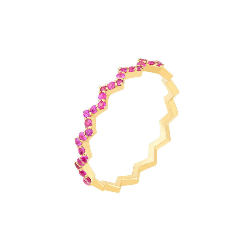 Birmingham Jewelry - 14K Yellow Gold Ruby Stones Zig Zag Ring - Birmingham Jewelry