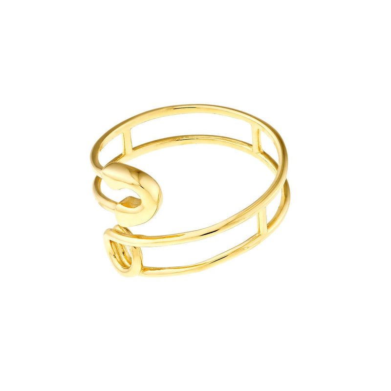 Birmingham Jewelry - 14K Yellow Gold Safety Pin Bypass Ring - Birmingham Jewelry