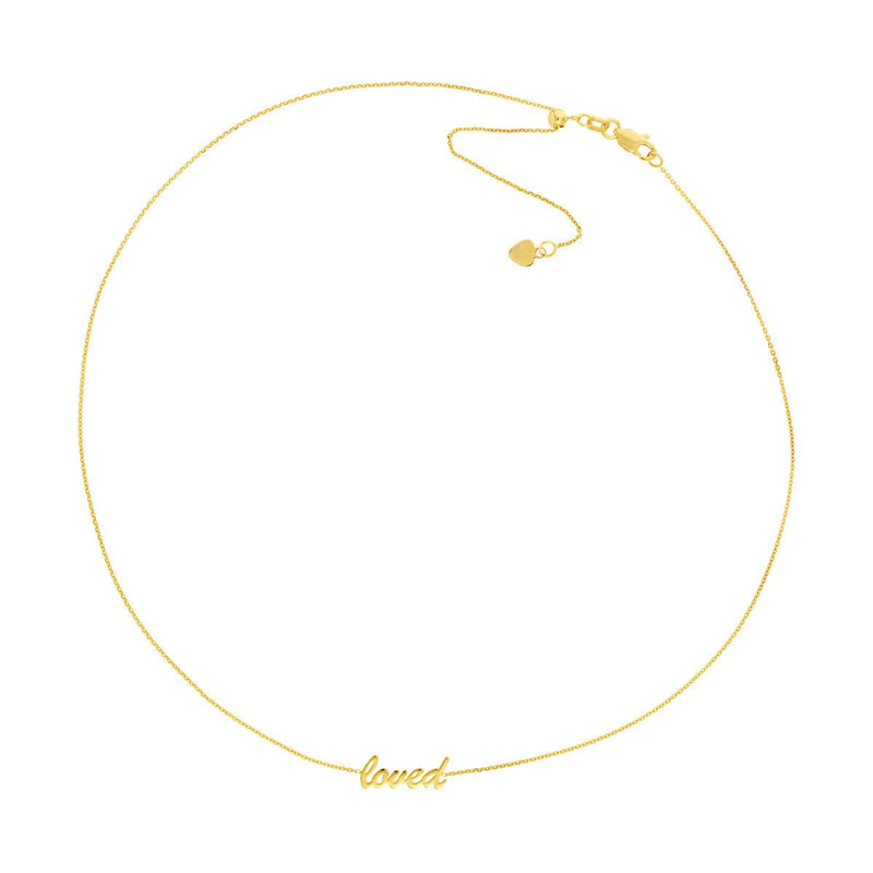 Birmingham Jewelry - 14K Yellow Gold Script Loved Adjustable Choker - Birmingham Jewelry