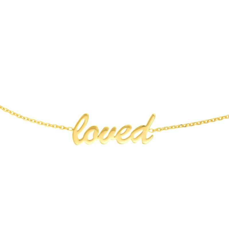 Birmingham Jewelry - 14K Yellow Gold Script Loved Adjustable Choker - Birmingham Jewelry