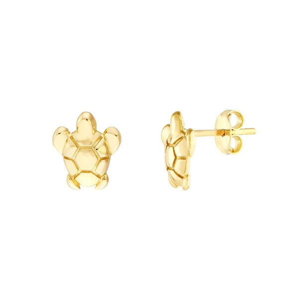 Birmingham Jewelry - 14K Yellow Gold Sea Turtle Micro Stud Earrings - Birmingham Jewelry