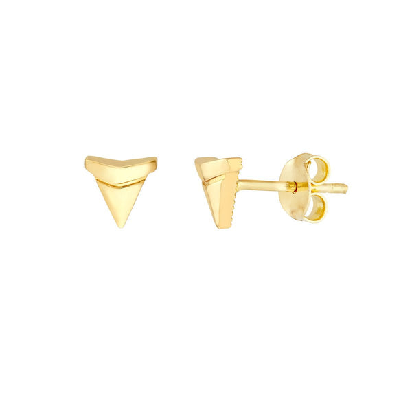 Birmingham Jewelry - 14K Yellow Gold Sharks Tooth Micro Stud Earrings - Birmingham Jewelry