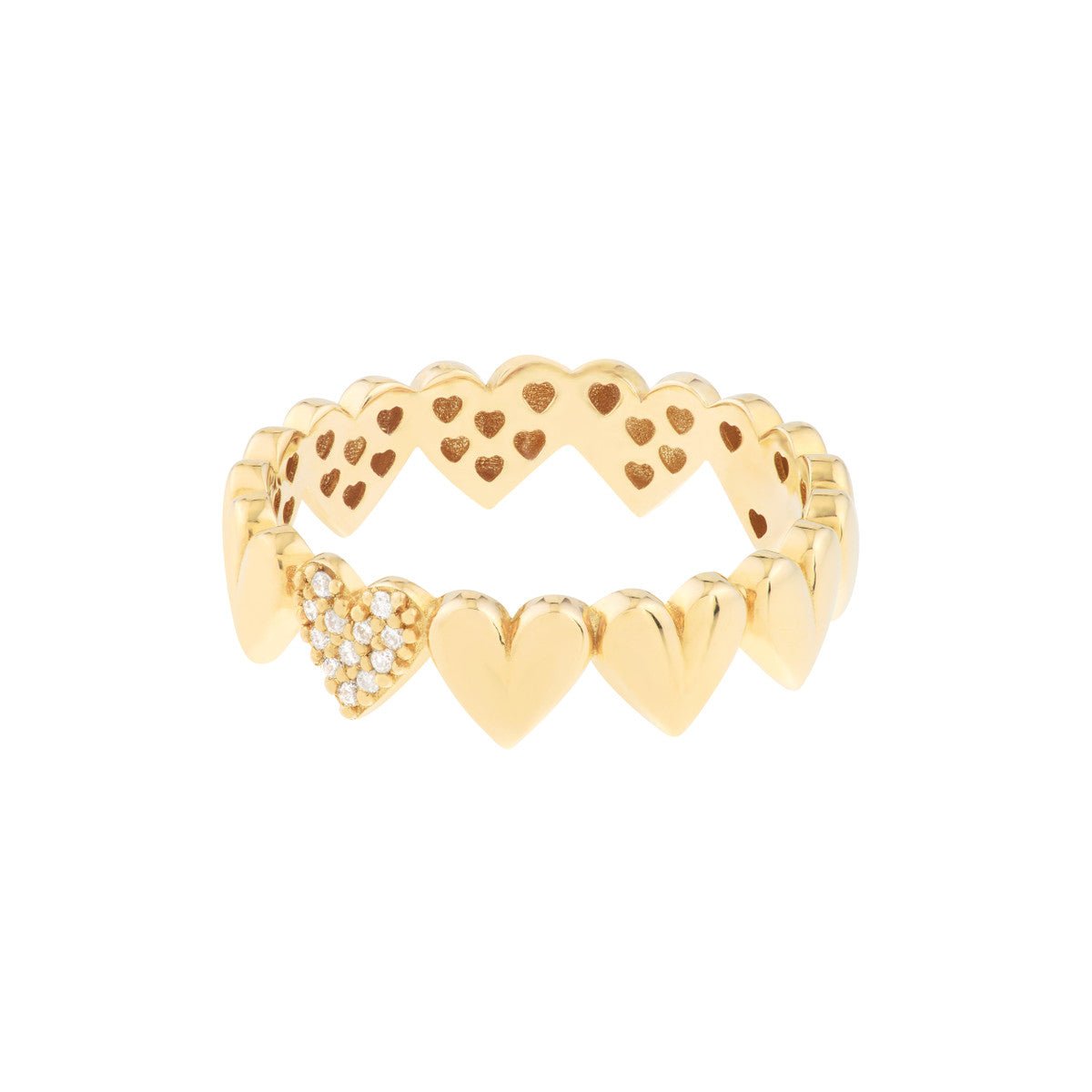 Birmingham Jewelry - 14K Yellow Gold Side by Side Heart Ring - Birmingham Jewelry