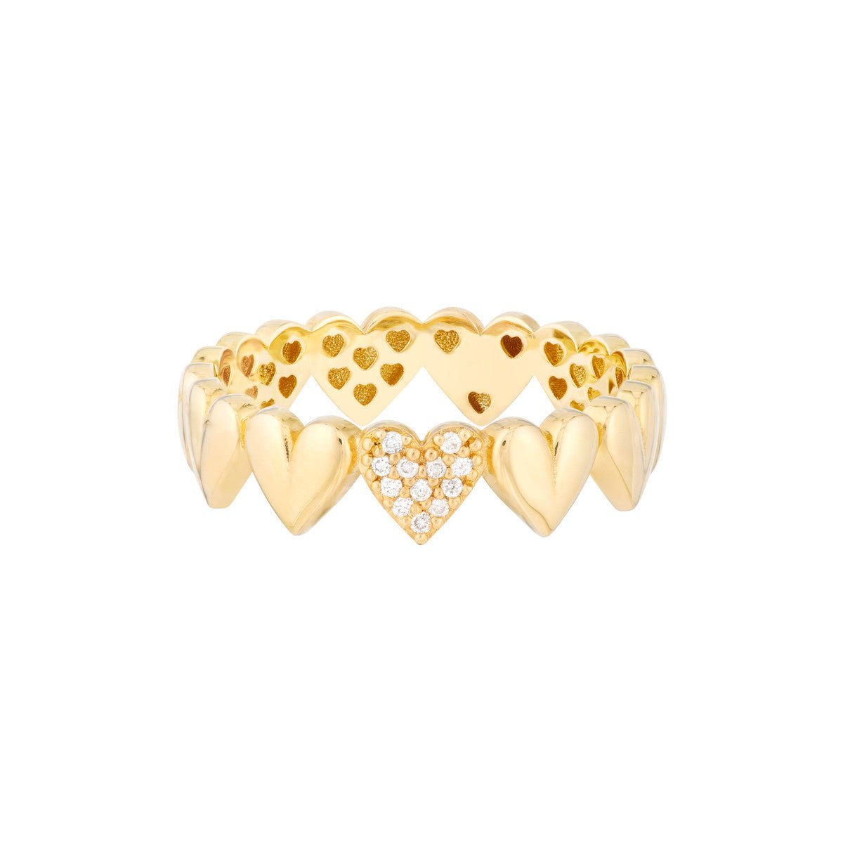 Birmingham Jewelry - 14K Yellow Gold Side by Side Heart Ring - Birmingham Jewelry